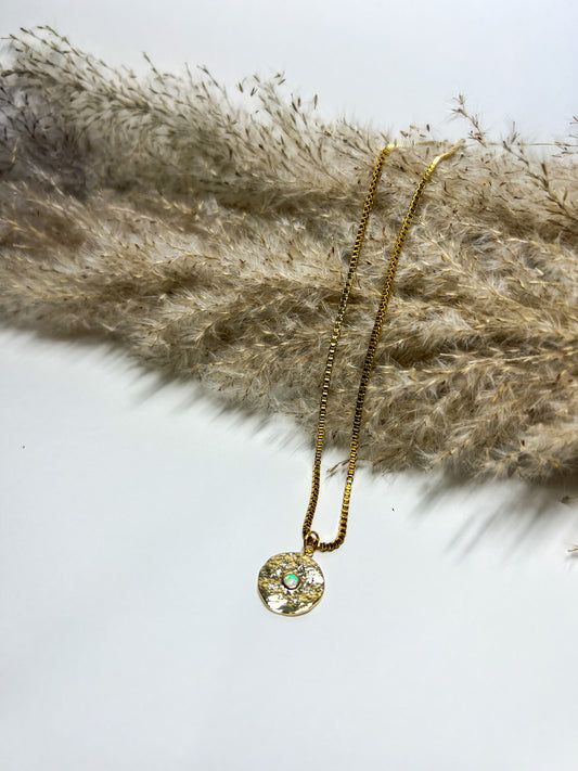 Opal Celestial Coin Necklace